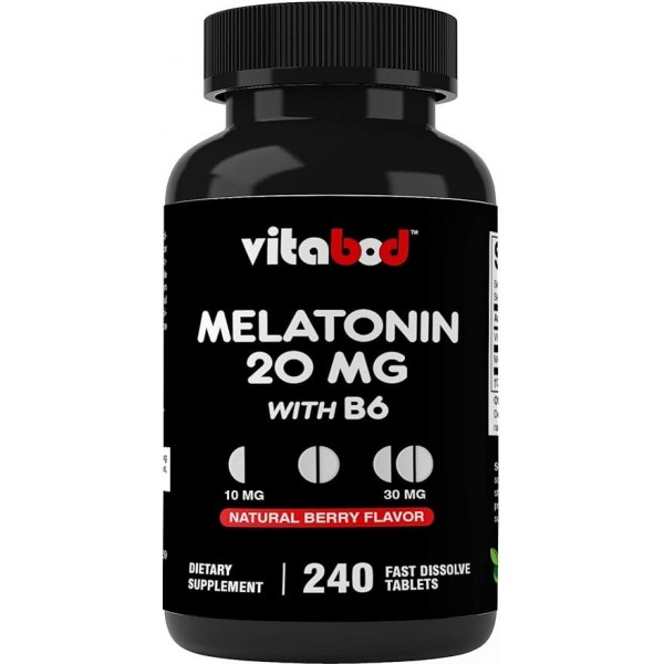 Melatonin 20mg - 240 Fast Dissolve Tablets - Drug Free - Natural Berry Flavor - Vegetarian, Non-GMO, Gluten Free