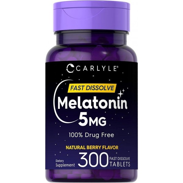 Carlyle Melatonin 5mg Fast Dissolve Tablets - Berry Flavor, 300 Count