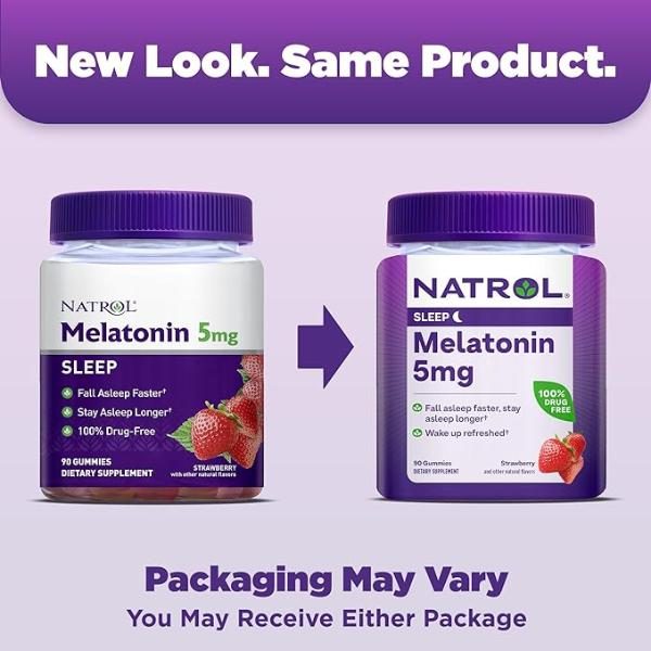 Natrol, 5mg Gummy, Melatonin, Strawberry, 90 Count