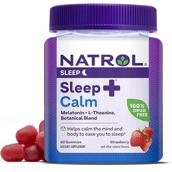 Natrol Sleep  Calm Melatonin Gummies for Adults, Sleep Gummies, Strawberry Flavor, 60 Gummies, 