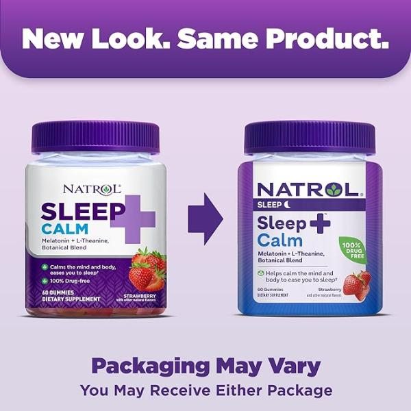 Natrol Sleep  Calm Melatonin Gummies for Adults, Sleep Gummies, Strawberry Flavor, 60 Gummies,