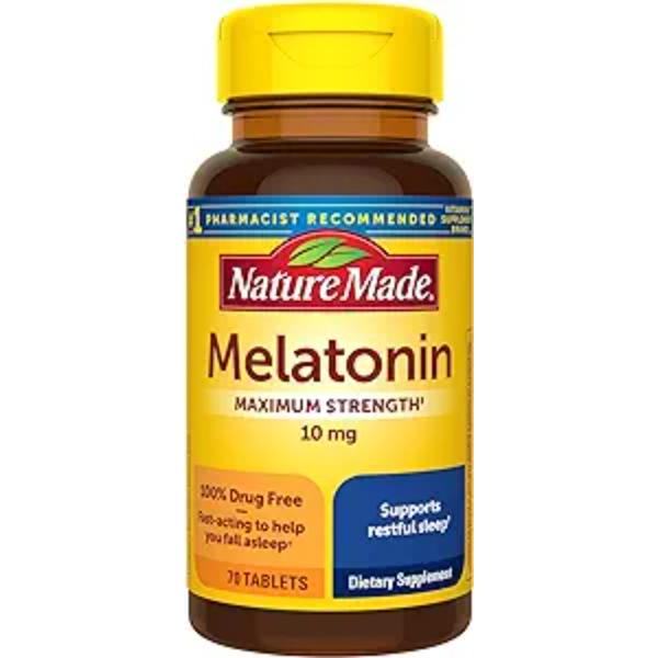 Nature Made Melatonin 10mg Maximum Strength Tablets, Aid for Adults, 70 Count, 70 Day Supply