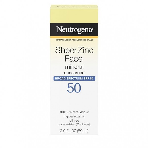 Neutrogena Sheer Zinc Oxide Dry-Touch Face Sunscreen SPF 50, Oil-Free, Non-Comedogenic, 59 ml