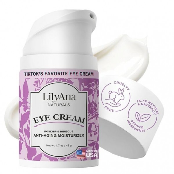 LilyAna Naturals Anti-Aging Eye Cream – Dark Circles, Puffiness, Wrinkles, Hydrating, 50 ml