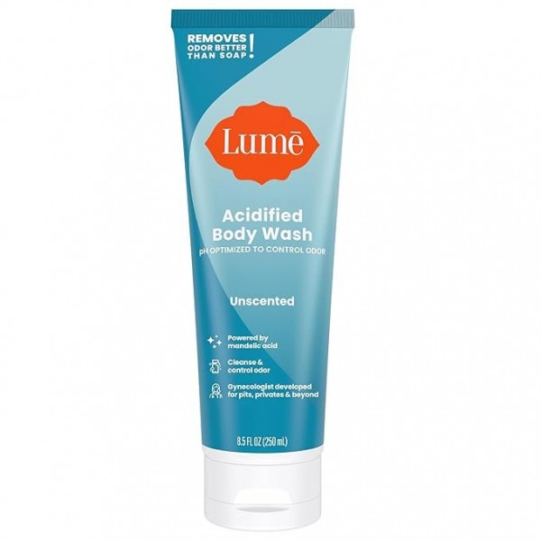 Lume Acidified Body Wash, Unscented, 24-Hour Odor Control, 250 ml