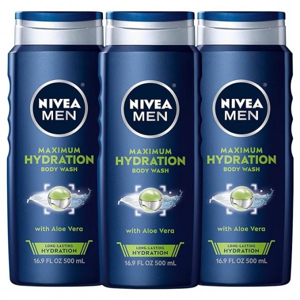 NIVEA MEN Maximum Hydration Body Wash with Aloe Vera for Dry Skin, 500 ml (Pack of 3)