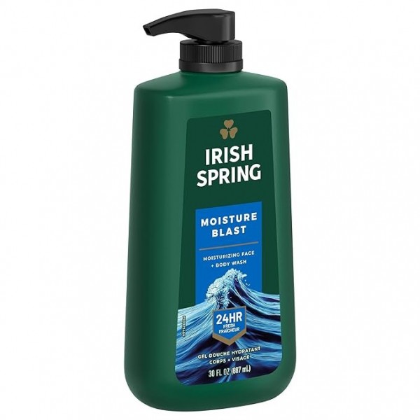 Irish Spring Men's Body Wash, Moisture Blast, 887 ml Pump Bottle