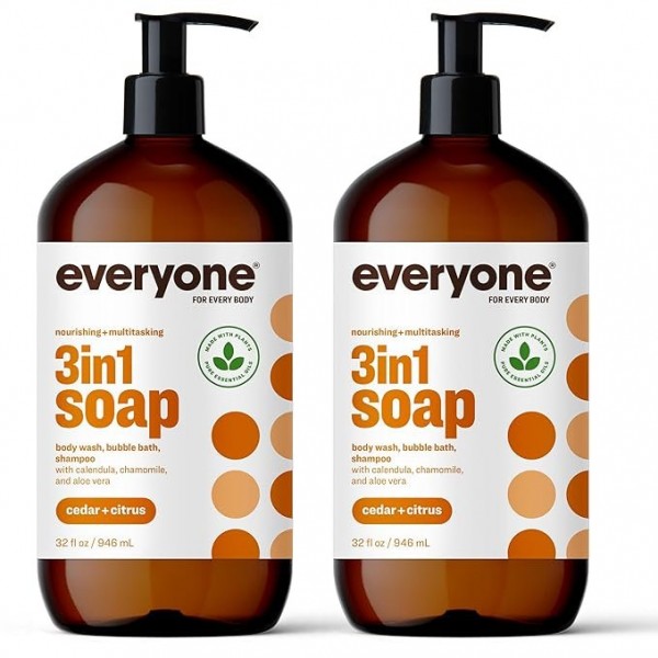 Everyone 3-in-1 Soap, Body Wash, Bubble Bath & Shampoo, Cedar and Citrus, 946 ml (Pack of 2)