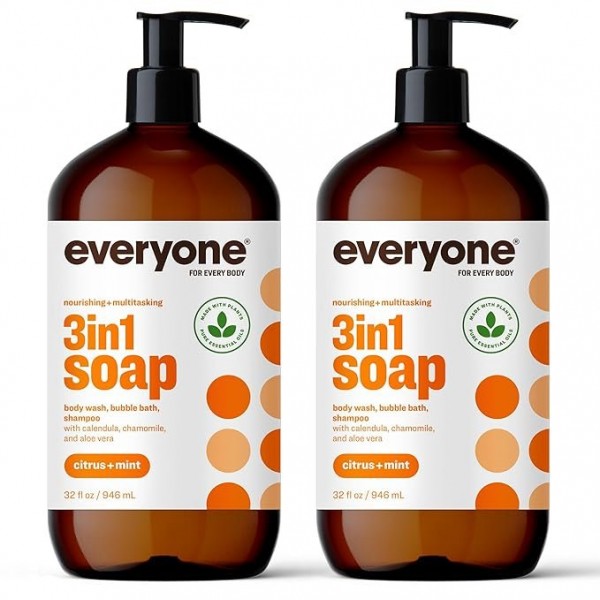 Everyone 3-in-1 Soap, Body Wash, Bubble Bath & Shampoo, Citrus and Mint, 946 ml (Pack of 2)