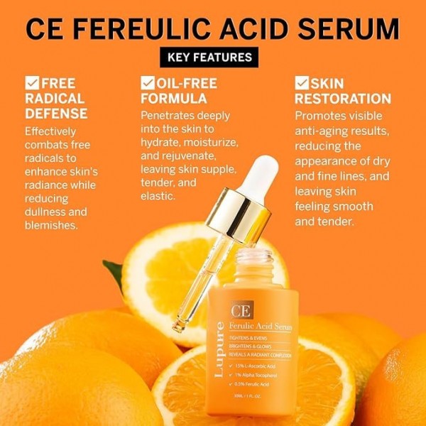 Lupure Vitamin C+E Ferulic Serum - Anti-Aging and Brightening, 30ml