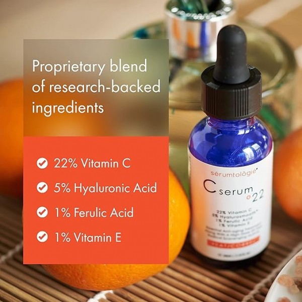 Serumtologie Vitamin C Serum - Advanced Anti-Aging Formula with 22% Vitamin C, Hyaluronic Acid, and Ferulic Acid