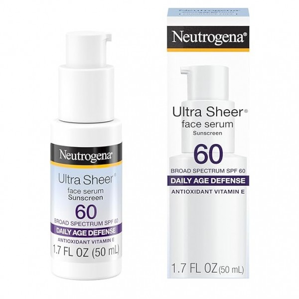 Neutrogena Ultra Sheer Face Serum SPF 60 – Vitamin E, UVA/UVB Protection, Fragrance-Free, 50 ml