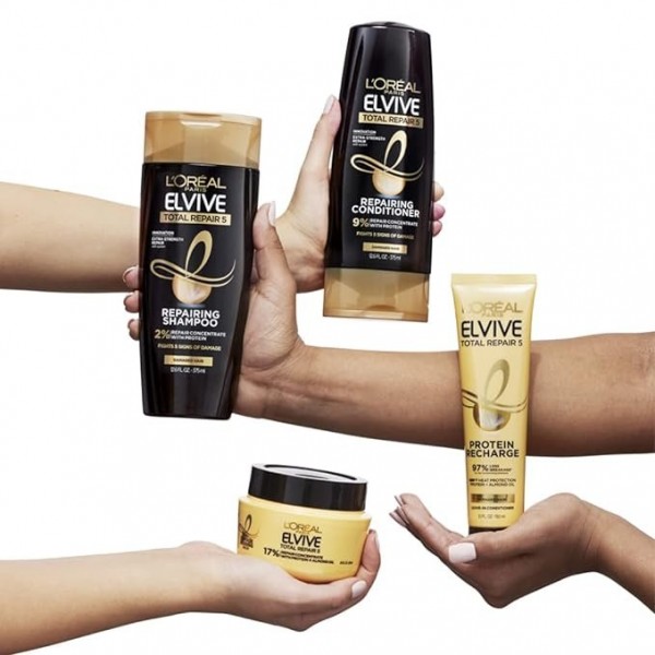 LOreal Paris Elvive Total Repair 5 Repairing Shampoo and Conditioner Set, 828 ml (2 x 414 ml)