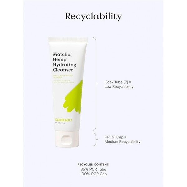 KraveBeauty Matcha Hemp Hydrating Cleanser - Gentle Hydration, 120ml