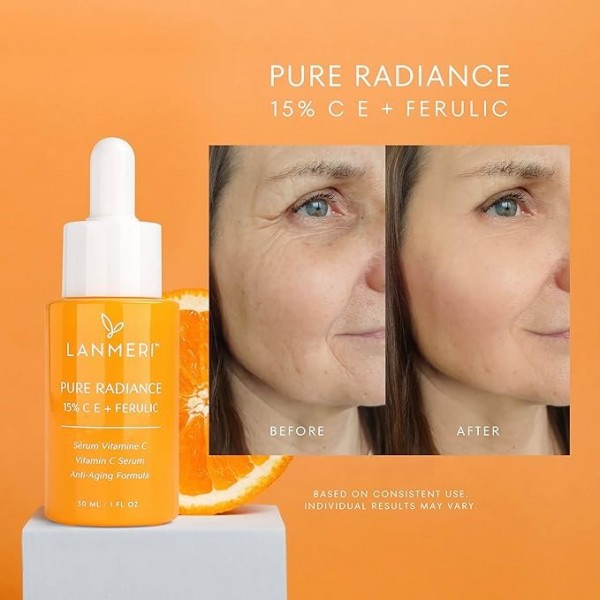 Vitamin C Face Serum - 20% L-Ascorbic Acid & Ferulic Acid Brightening and Anti-Aging Skin Care Serum