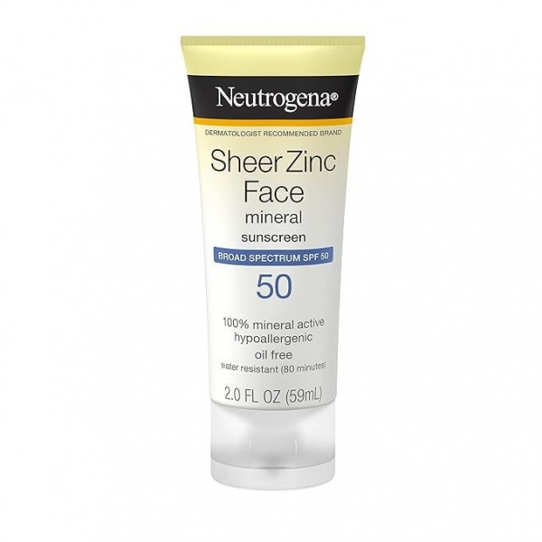 Neutrogena Sheer Zinc Oxide Dry-Touch Face Sunscreen SPF 50, Oil-Free, Non-Comedogenic, 59 ml