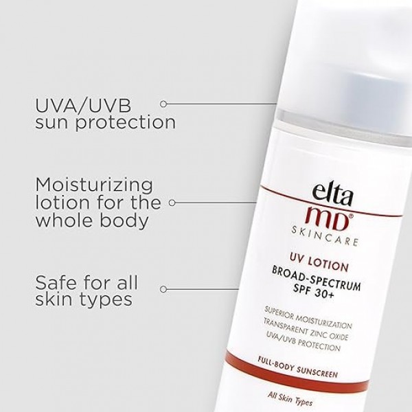 EltaMD UV Lotion Body Sunscreen SPF 30 – Zinc Oxide and Hyaluronic Acid,