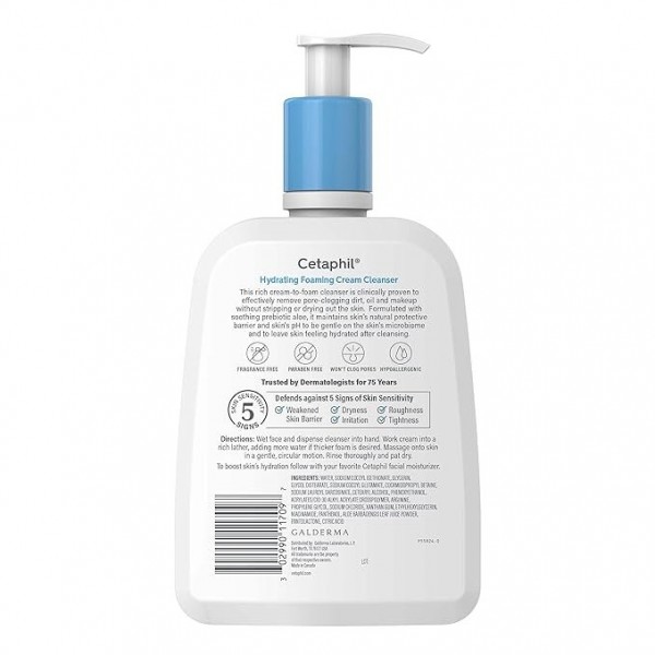 Cetaphil Hydrating Cleanser for Sensitive Skin - Prebiotic and Hypoallergenic, 236ml