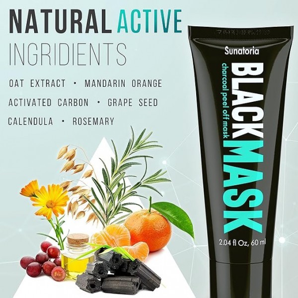 Sunatoria Blackhead Remover Mask – Activated Charcoal, Deep Cleansing for All Skin Types, 100 ml