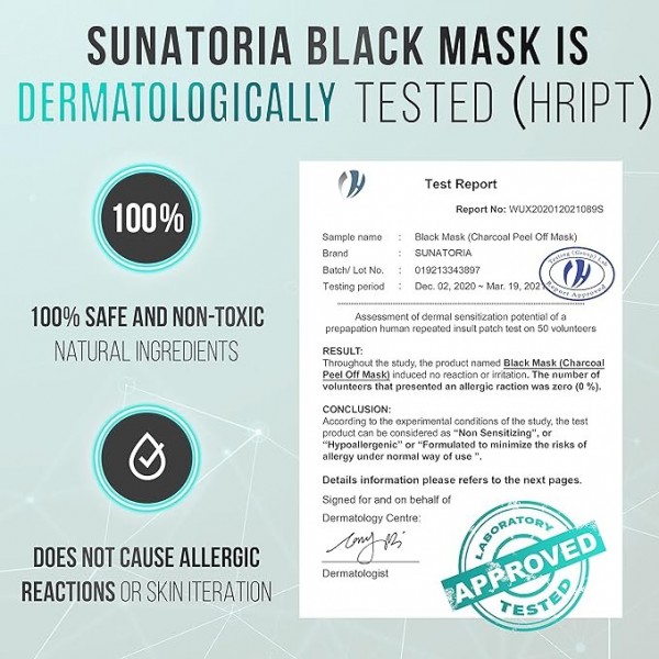 Sunatoria Blackhead Remover Mask – Activated Charcoal, Deep Cleansing for All Skin Types, 100 ml