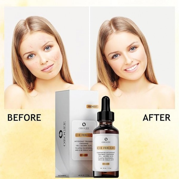 OBOGEE Ferulic Serum with Vitamin C - Brightening and Anti-Aging Serum for Radiant Skin