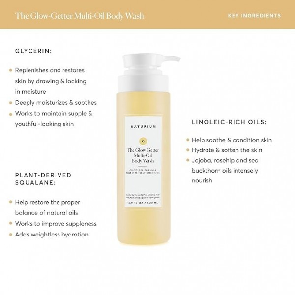 Naturium The Glow Getter Multi-Oil Hydrating Body Wash, Gentle Cleanser, 500 ml