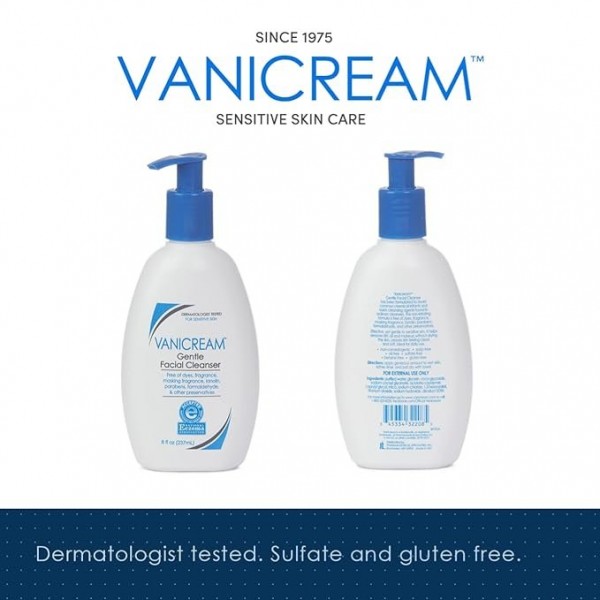 Vanicream Gentle Facial Cleanser for Sensitive Skin - Fragrance-Free, 237ml