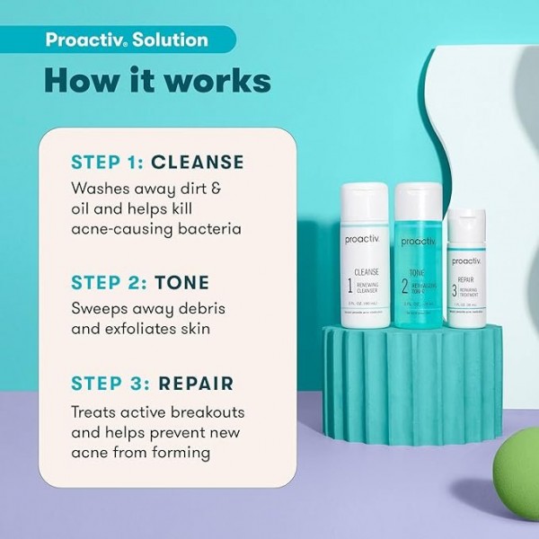 Proactiv 3-Step Acne Treatment System - Complete Skincare Solution, 30-Day Supply