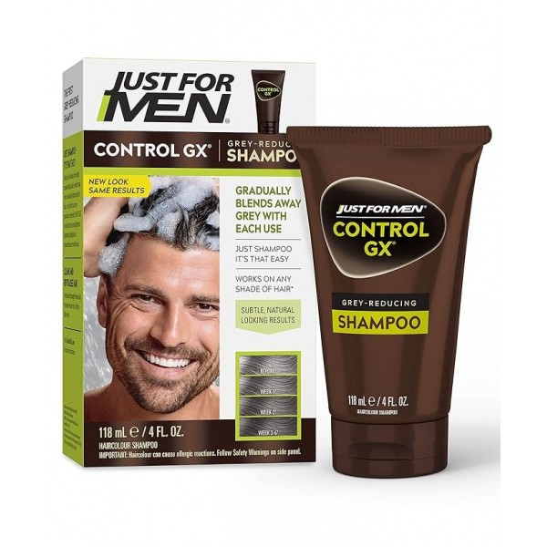 Just For Men Control GX Grey Reducing Shampoo, Gradual Hair Color, 118 ml