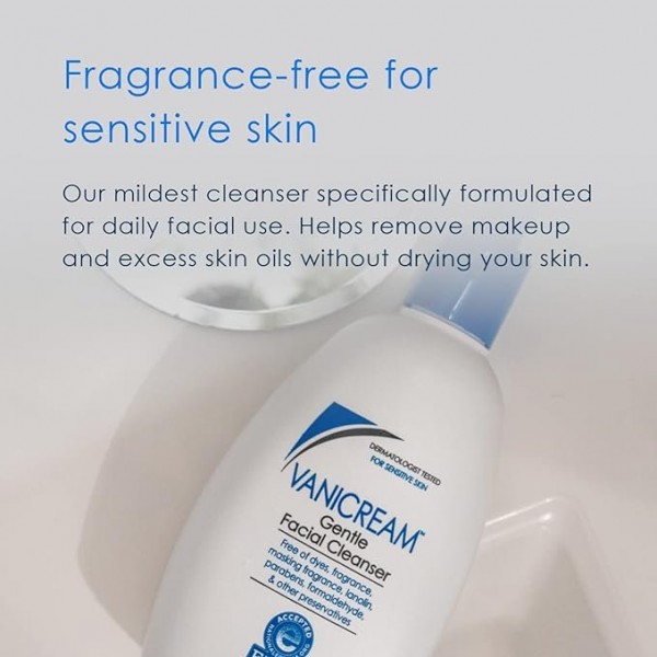 Vanicream Gentle Facial Cleanser for Sensitive Skin - Fragrance-Free, 237ml