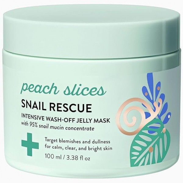 Peach Slices Snail Rescue Wash-Off Face Mask – 95% Snail Mucin, Dark Spots & Blemishes, 100 ml