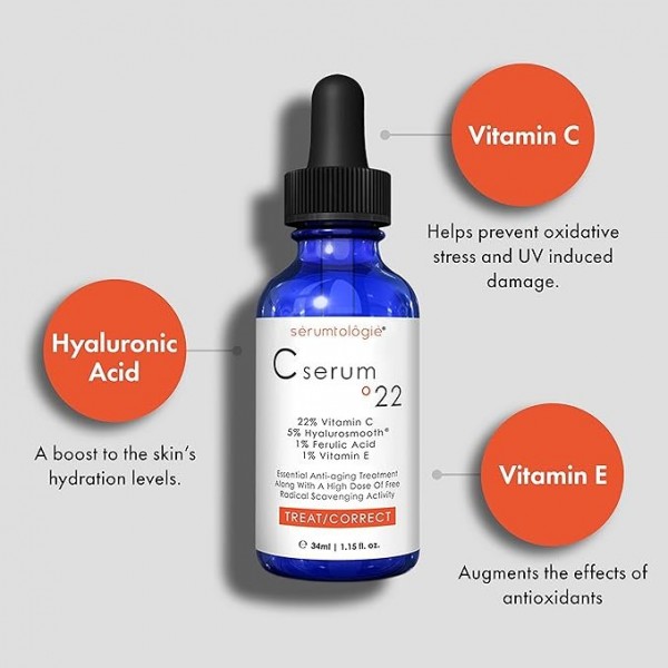 Serumtologie Vitamin C Serum - Advanced Anti-Aging Formula with 22% Vitamin C, Hyaluronic Acid, and Ferulic Acid