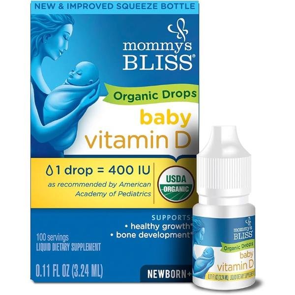 Organic Baby Vitamin D Drops for Newborns 3.25 ml 100 Servings