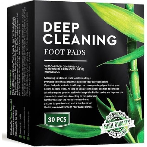 Rantherm Premium Deep Cleansing Bamboo & Ginger Foot Pads, 30 Packs