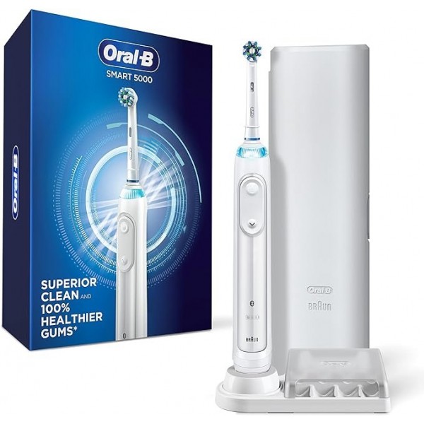 Oral-B Pro 5000 SmartSeries Power Rechargeable Electric Toothbrush, Bluetooth Connectivity, White Edition