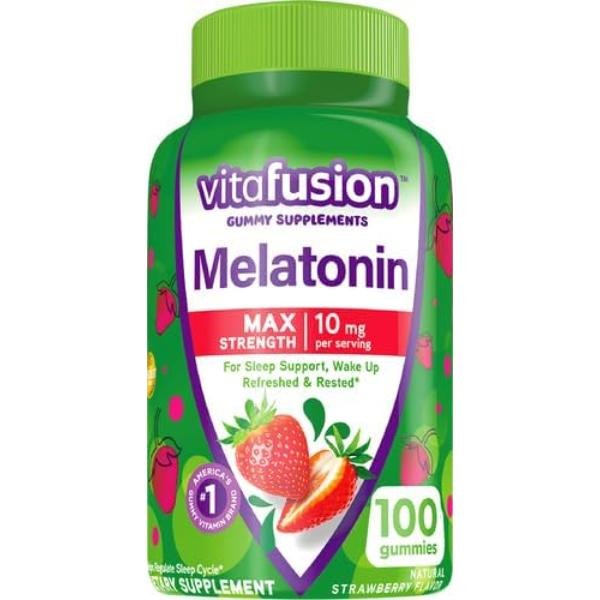 Vitafusion Max Strength Melatonin Gummy Supplements, 100 Count