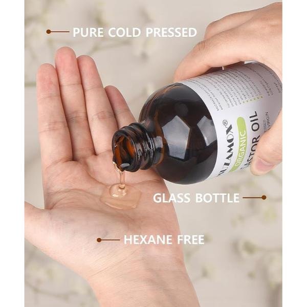 Organic Cold Pressed Castor Oil Glass Bottle (237 ml) with Castor Oil Pack Wrap