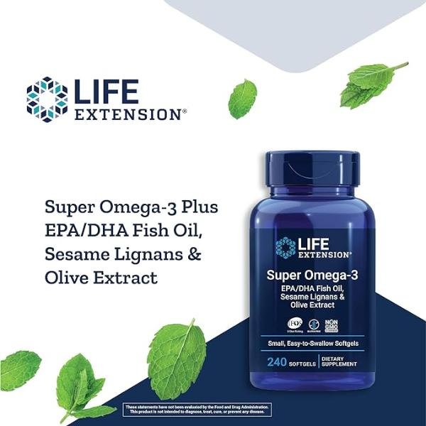 Life Extension Super Omega-3 EPA/DHA Fish Oil – Heart Health & Brain Support, 240 Softgels