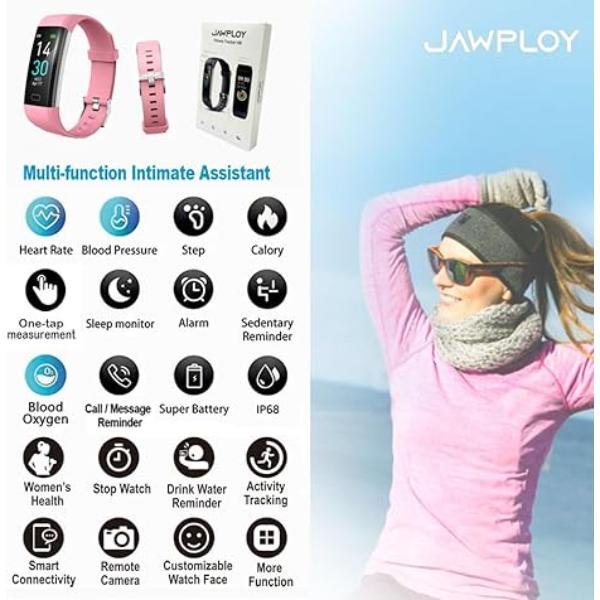 Fitness Tracker with Blood Pressure, Heart Rate, and Blood Oxygen Monitor