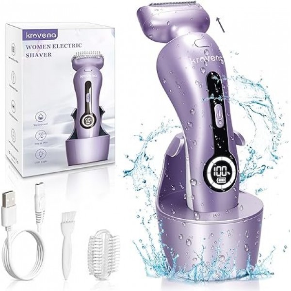 Electric Shaver for Women, Rechargeable Razor for Bikini, Legs, Underarms, Cordless Wet/Dry Use