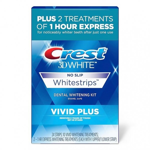 Crest 3D Whitestrips, Vivid Plus, Teeth Whitening Strip Kit, 24 Count