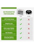 3D Pedometer for Walking with Clip & Lanyard, Accurate Step Counter with Large Display