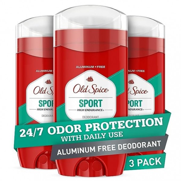 Old Spice Aluminum-Free Deodorant for Men, High Endurance Sport, 24/7 Odor Protection, 85 ml Each (Pack of 3)