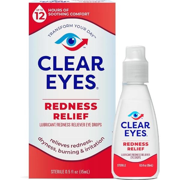 Clear Eyes Redness Eye Relief Eye Drops, 15 mL, Pack of 3