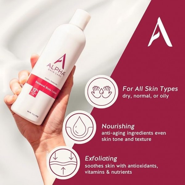 Alpha Skin Care Revitalizing Body Lotion with 12% Glycolic AHA, 354 ml