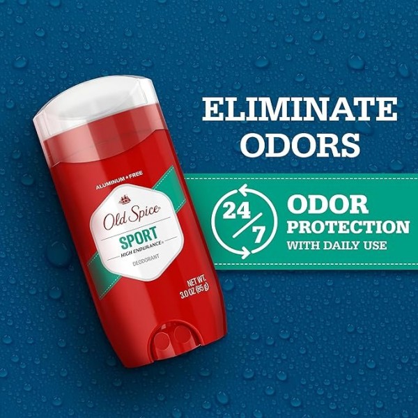 Old Spice Aluminum-Free Deodorant for Men, High Endurance Sport, 24/7 Odor Protection, 85 ml Each (Pack of 3)