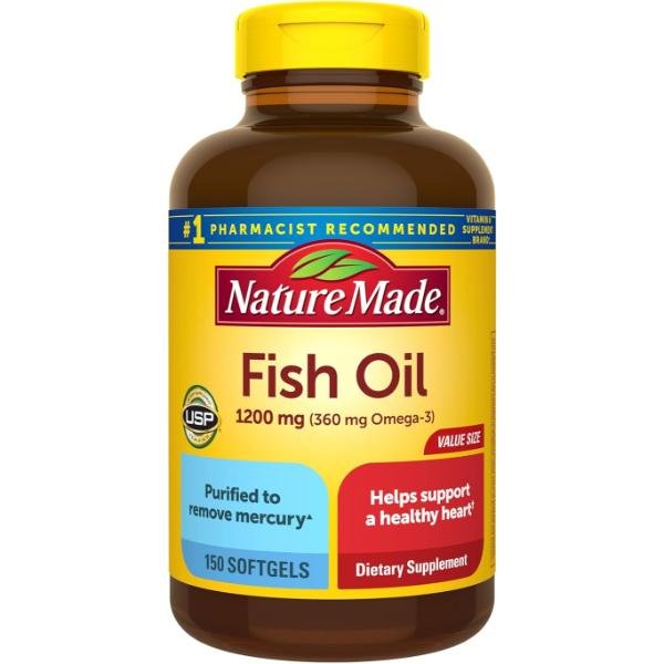 Nature Made Fish Oil Supplements 1200 mg – Omega 3 Fish Oil for Healthy Heart Support, 150 Softgels, 75 Day Supply