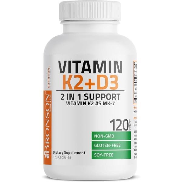 Bronson Vitamin K2 (MK7) with D3 Supplement 120 Capsules