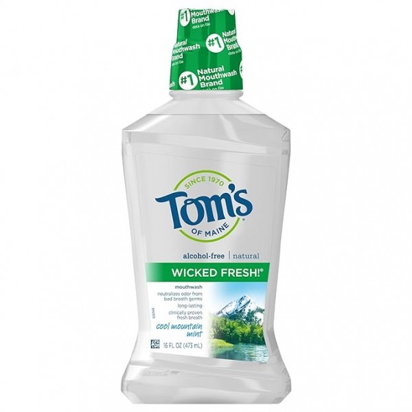 Toms of Maine Natural Wicked Fresh Alcohol-Free Mouthwash, Cool Mountain Mint, 473 ml*6