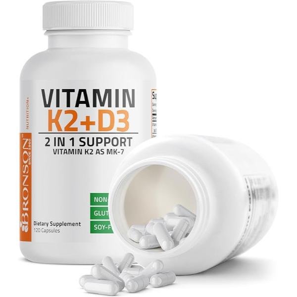 Bronson Vitamin K2 (MK7) with D3 Supplement 120 Capsules